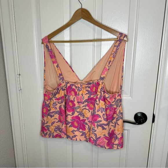 Old Navy Peach Floral V-Neck Swing Tankini Top + High Waisted Bikini Bottom Set - Picture 4 of 11